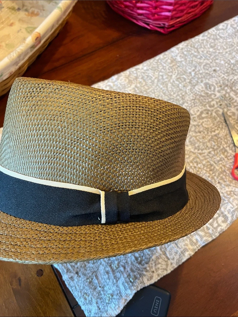 Milani Olive Straw Trilby with Black & Cream Band - Picture 7 of 8